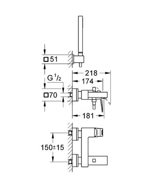Eurocube baterija za kadu komplet 23141000