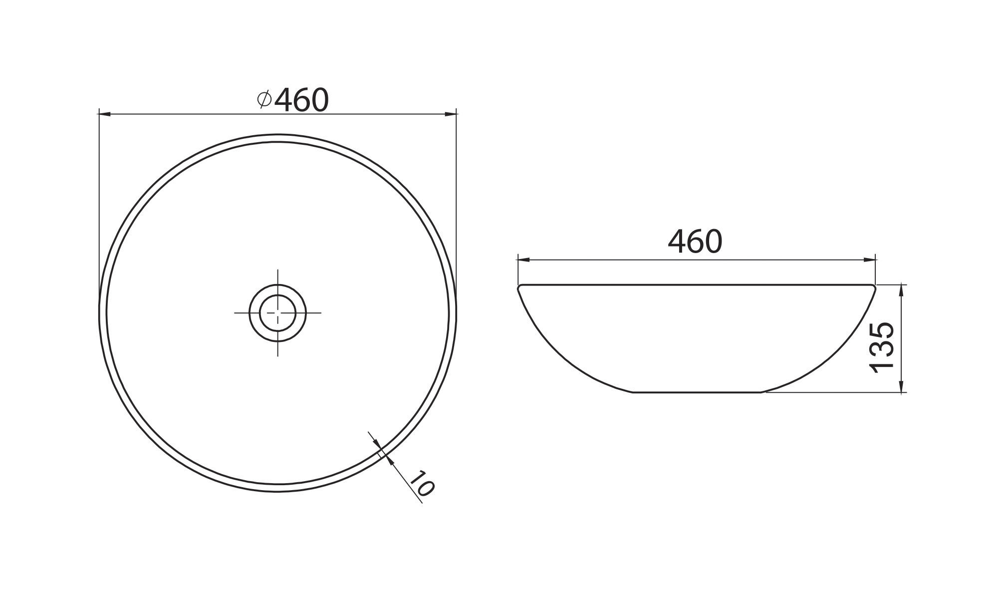 Zero umivaonik 46 cm