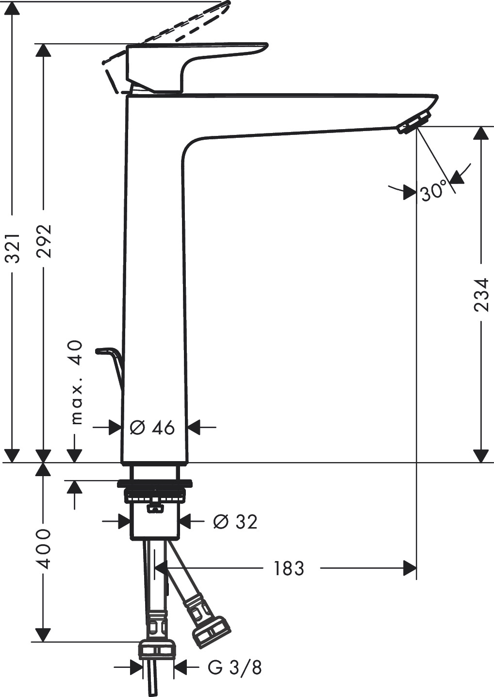 talis e baterija za umivaonik h240