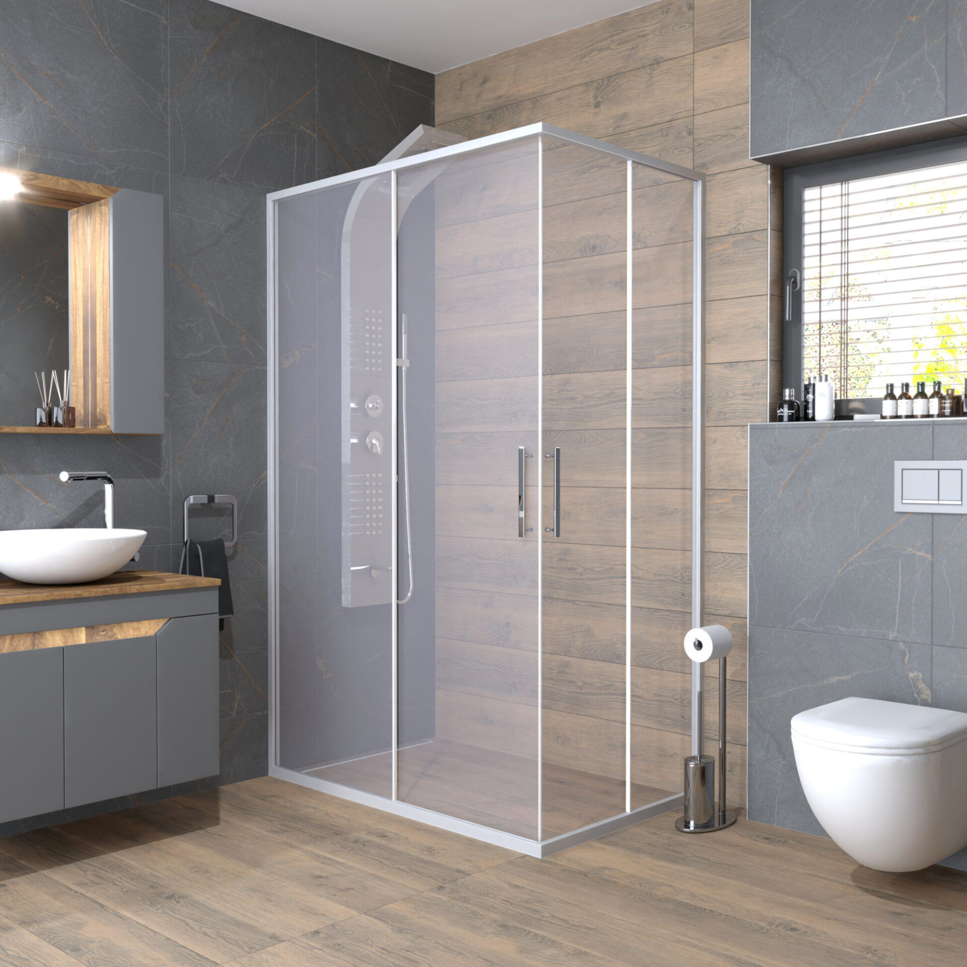 tuš kabina una slim 80x120 hrom/prozirna