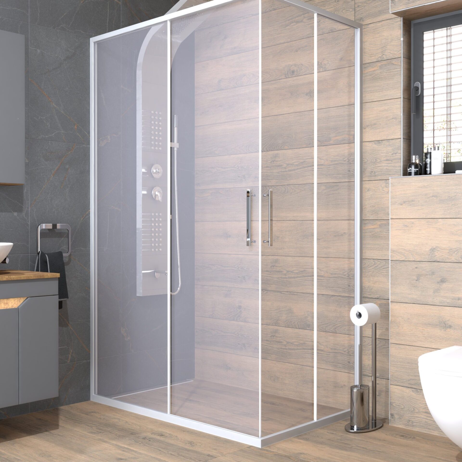 Una slim 120x80 2 vrata_3 tuš kabina una slim 80x120 hrom/prozirna